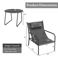 Tangkukla 3 Piece Outdoor Bistro Set, Patio Metal Chair & Coffee Table Set