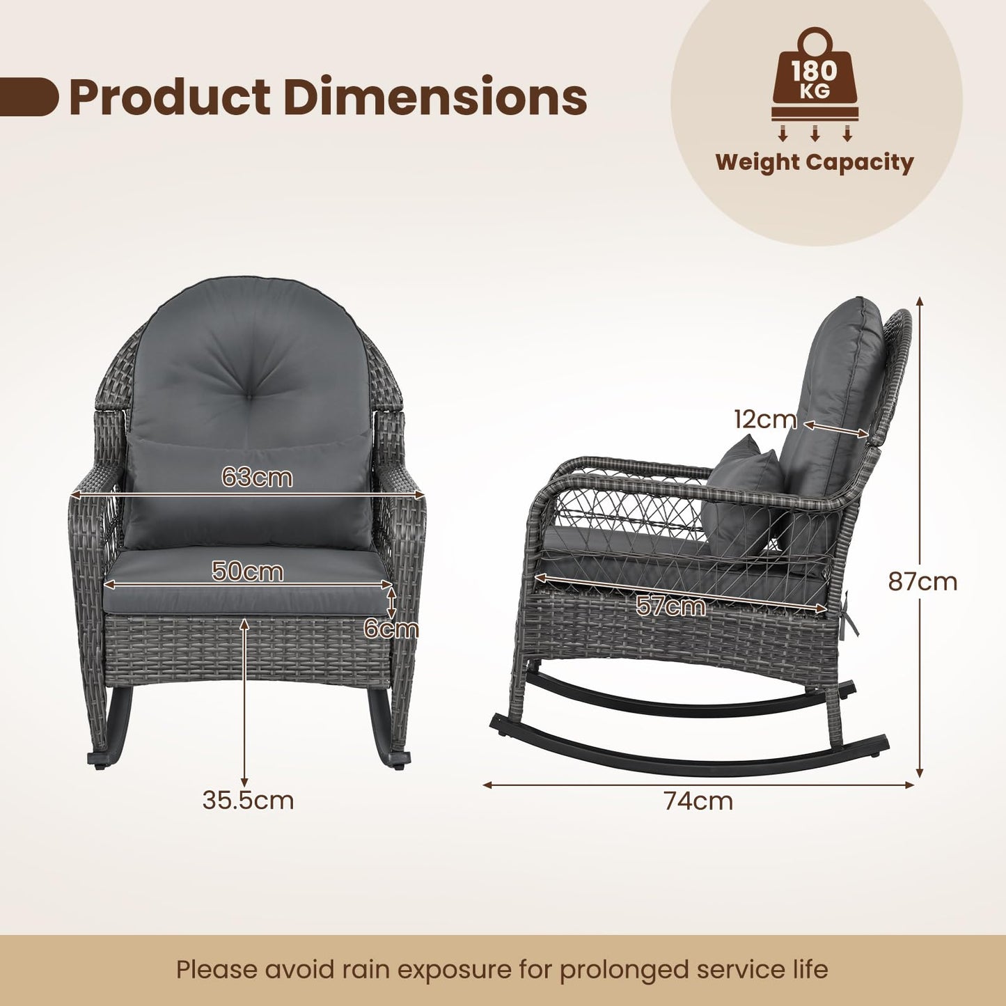 Tangkula Outdoor Wicker Rocking Chair for Porch(1/2)
