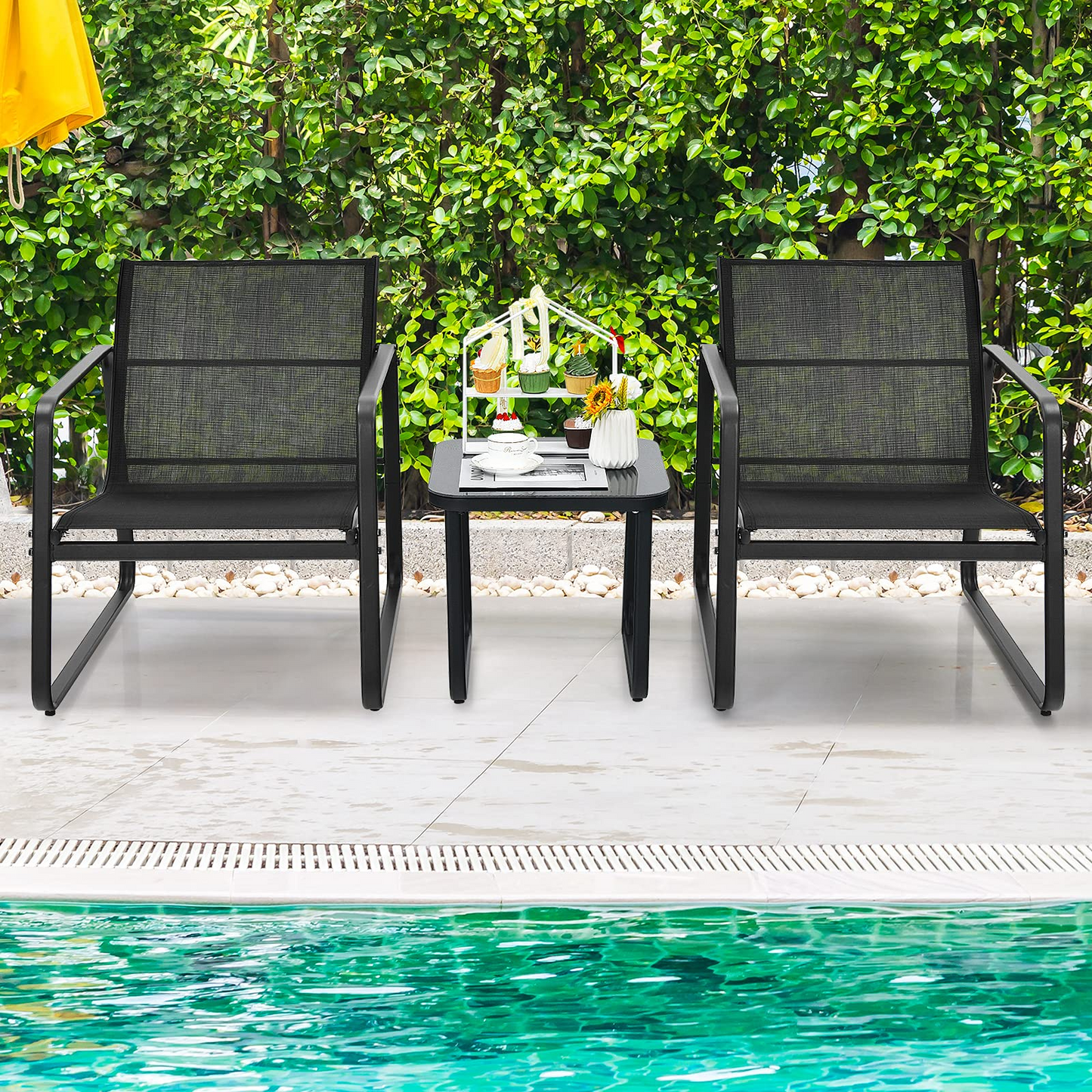 3 Pieces Outdoor Conversation Set, Patiojoy All-Weather Patio Furniture Set