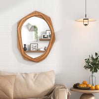 Tangkula Irregular Wood Framed Mirror, 35" x26" Large Farmhouse Decorative Mirror