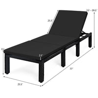 Tangkula Patio Wicker Lounge Chair, Outdoor Rattan Adjustable Reclining Backrest Lounger Chairs