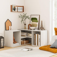 Tangkula 2 Pieces L Shaped TV Stand for Living Room