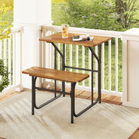 Tangkula Heavy-Duty Outdoor Acacia Wood Dining Bench Set