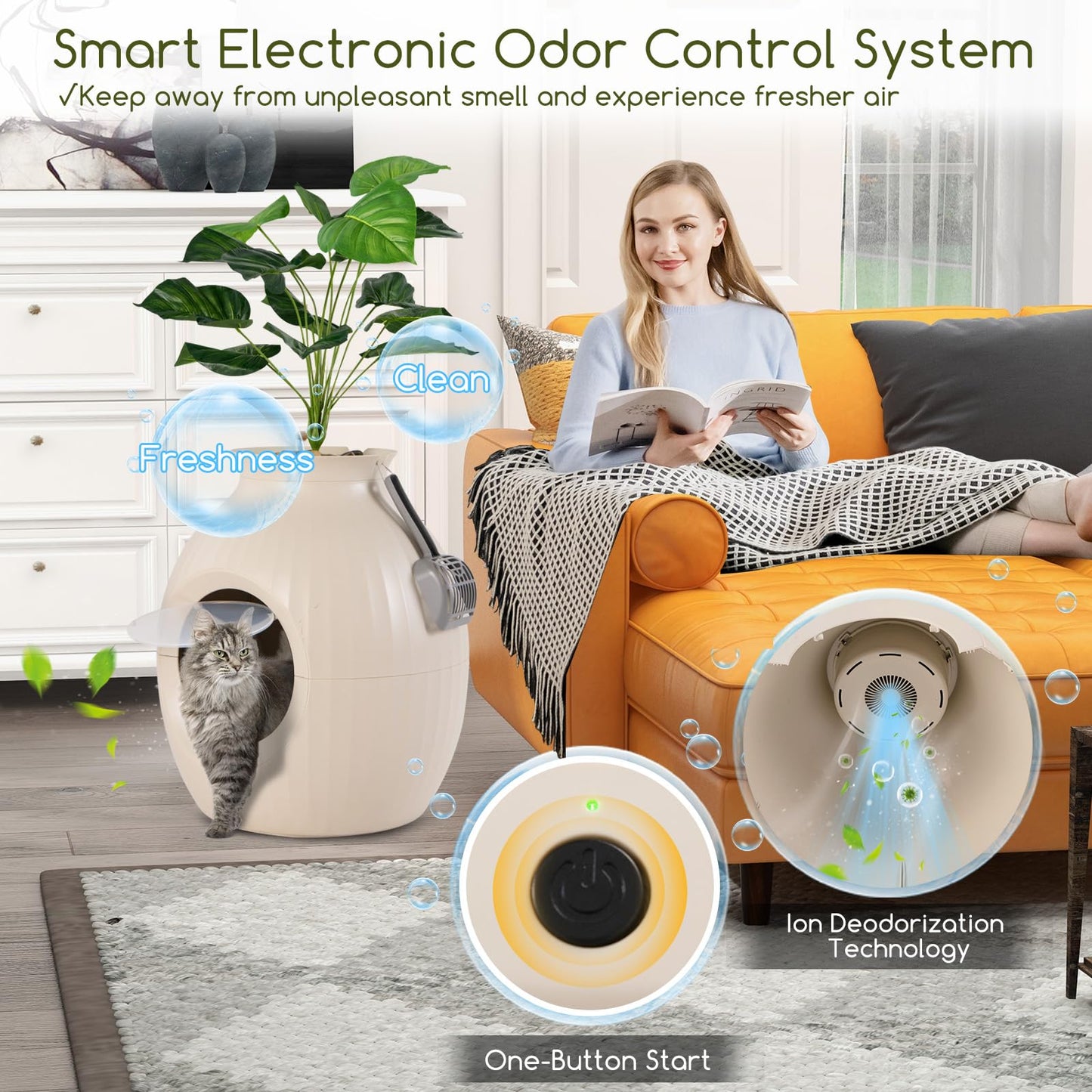 Tangkula Hidden Litter Box Plant, Cat Litter Box Enclosure Furniture with Odor Removal System
