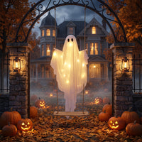 Tangkula 5 FT Halloween Hanging Swing Ghost Decoration with LED Lights