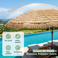 Tangkula 15 FT Tiki Patio Umbrella | Thatched PE Grass