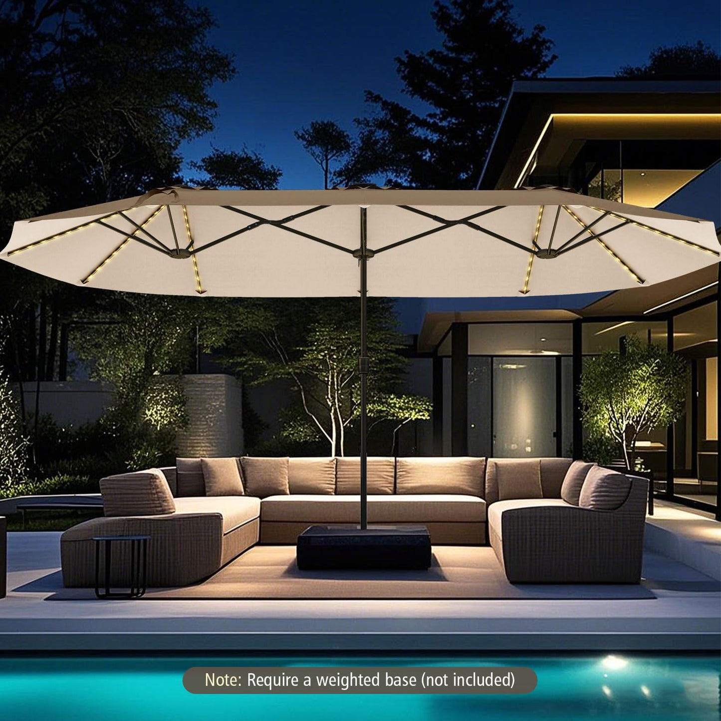 Tangkula 15.5 FT Extra-Large Patio Umbrella w/LED Solar Lights