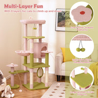 Tangkula Flower Cat Tree, 58 Inch Tall Cat Tower with Plush Padded Top Perch