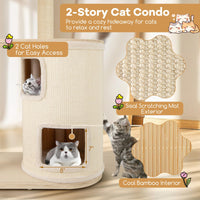 Tangkula 60 Inch Multi Level Modern Wooden Cat Tower with 2 Story Condo