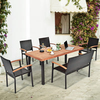 6 Pieces Wicker Patio Dining Set, Patiojoy Outdoor Dining Furniture