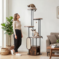 Tangkula Modern Cat Tree Tower with Top Perch (Rustic Brown)