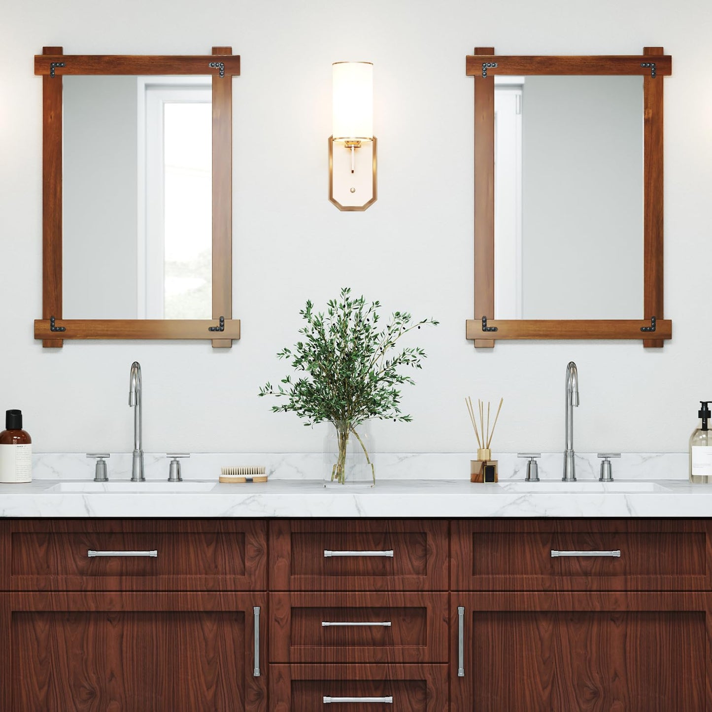 Tangkula Wood Framed Mirror