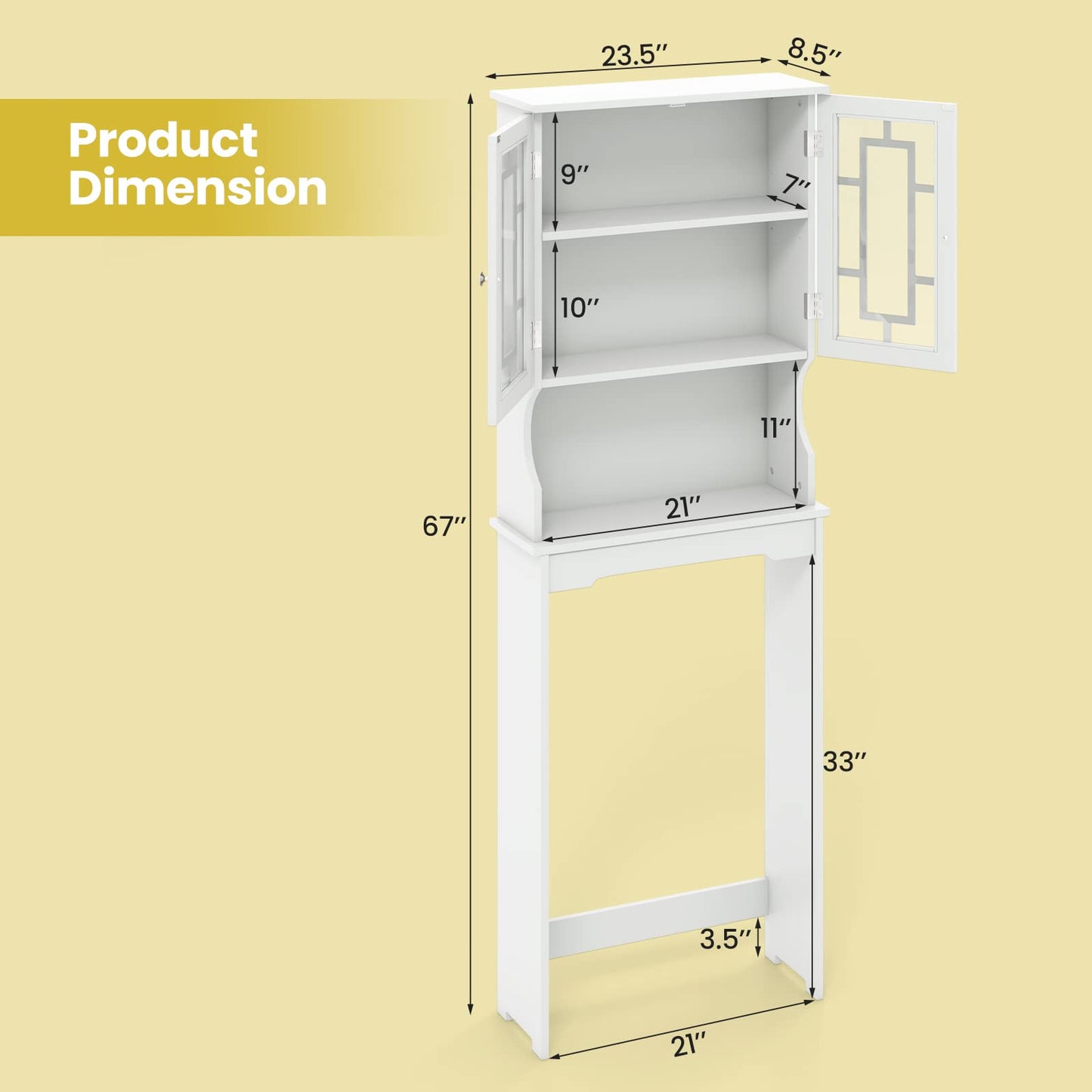 Tangkula Over The Toilet Storage Cabinet Freestanding Over Toilet Storage Rack