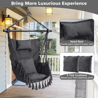 Tangkula Hammock Chair Hanging Rope Swing with Head Pillow