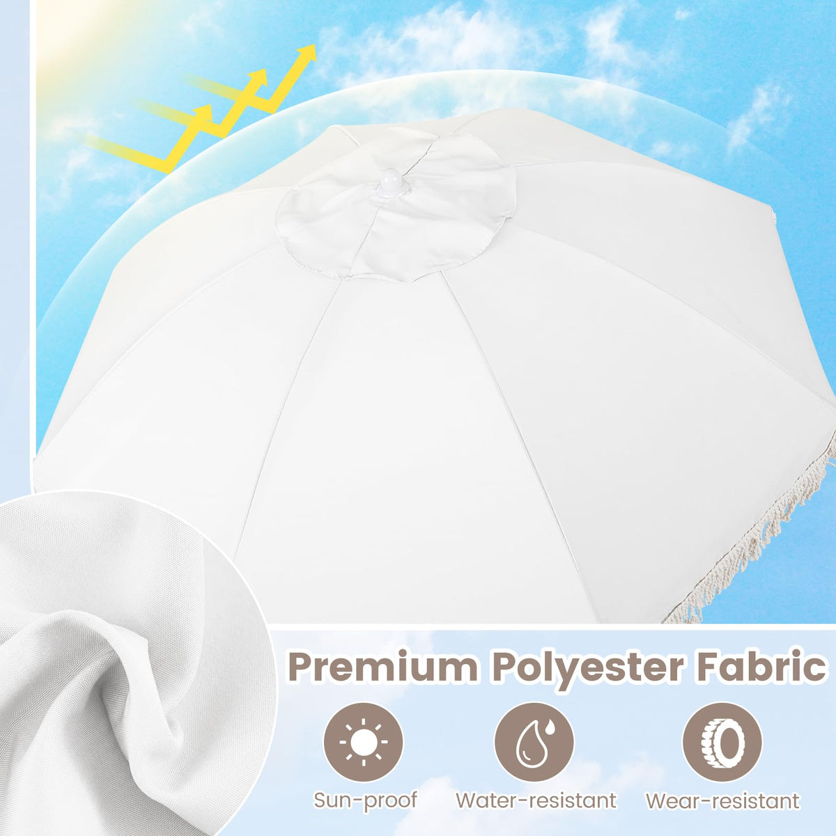Tangkula 6 FT Patio Umbrella with Fringe for Garden