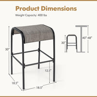 Tangkula Outdoor Bar Stools Set of 2/4, 30" Bar Height Bistro Stools with Breathable Fabric Seat & Heavy-Duty Metal Frame