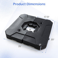 Tangkula 2-Piece 274 Lbs HDPE Square Offset Umbrella Stand with Water & Sand Filled Weight