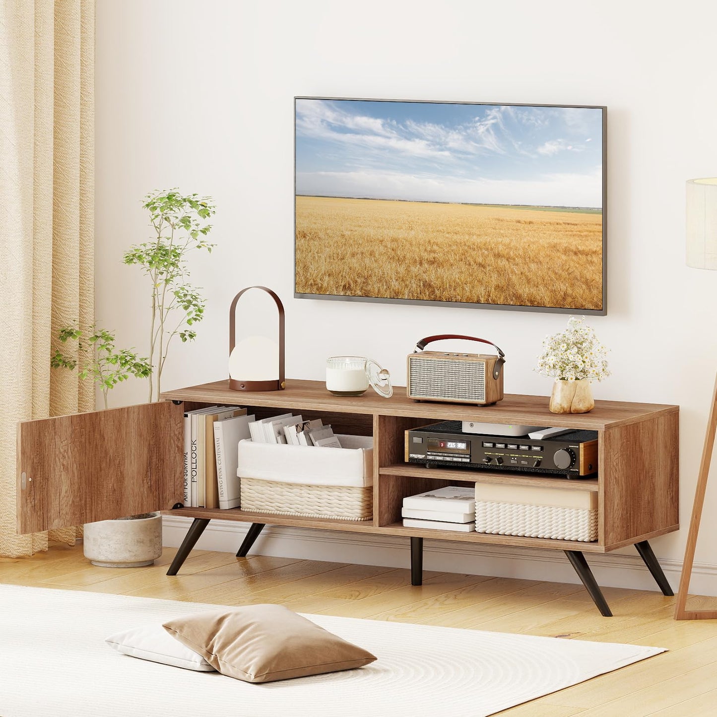 Tangkula Mid Century Modern Entertainment Center TV Stand