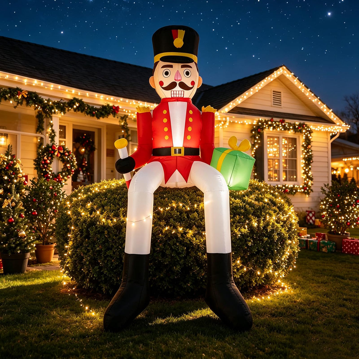 Tangkula 8.7 FT Inflatable Christmas Nutcracker Hanging Decoration