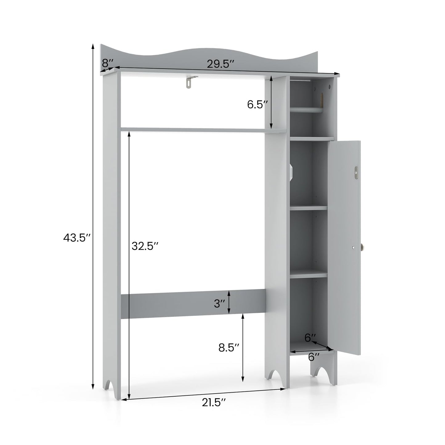 Tangkula Over The Toilet Storage Cabinet Bathroom Organizer w/Toilet Paper Holder