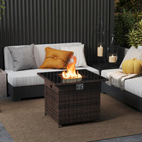 Tangkula 32.5 Inch Propane Fire Pit Table 5000 BTU with Tempered Glass Tabletop