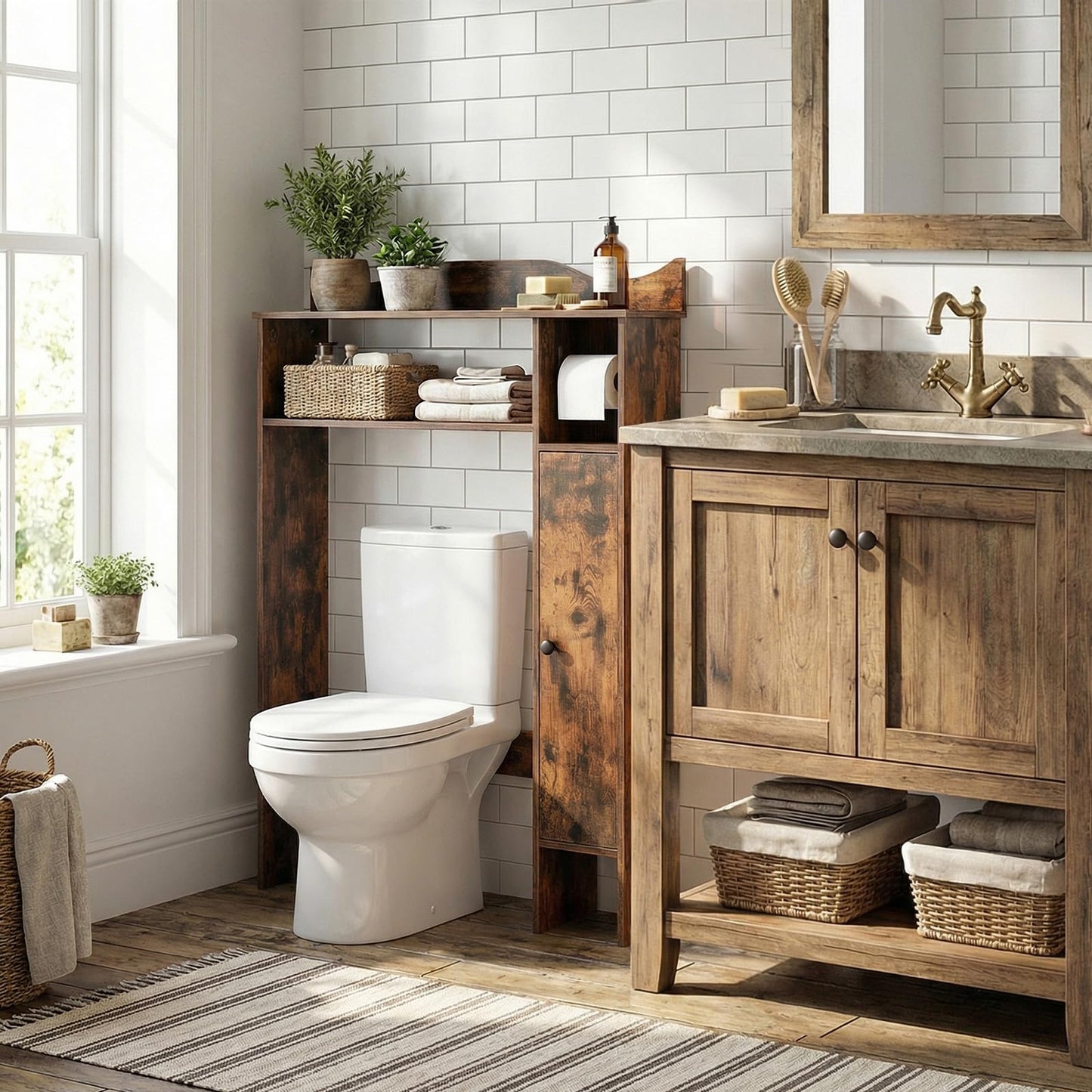 Tangkula Over The Toilet Storage Cabinet with Toilet Paper Holder