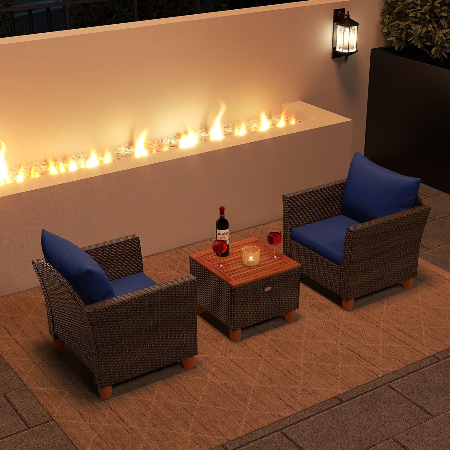 Tangkula  Patiojoy Outdoor PE Wicker Bistro Set