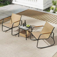 Tangkula 3 Piece Rocking Bistro Set Outdoor for Porch
