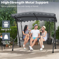 Tangkula 3 Person Porch Swing, Patio Swing with Adjustable Canopy, Heavy-Duty Metal Frame & Breathable Seat