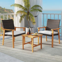 Ensemble de mobilier de patio en osier PE Tangkula 3 pièces pour véranda