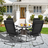 Tangkula Patio Chairs Set of 2/4, Folding Patio Dining Chairs with 7 Adjustable Backrest Positions