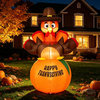 Tangkula 6 ft Happy Thanksgiving Inflatable Turkey Yard Decoration