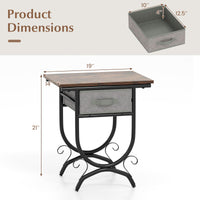 Tangkula Nightstand with Fabric Drawer for Bedroom Living Room Small Space