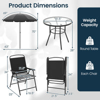 Ensemble de salle à manger Tangkula 6 pièces pour terrasse avec parasol pour jardin
