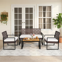 Tangkula 4-Piece Patio Conversation Set w/2 Single Chairs