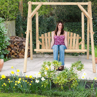 Tangkula Wooden Porch Swing for Patio Garden Yard