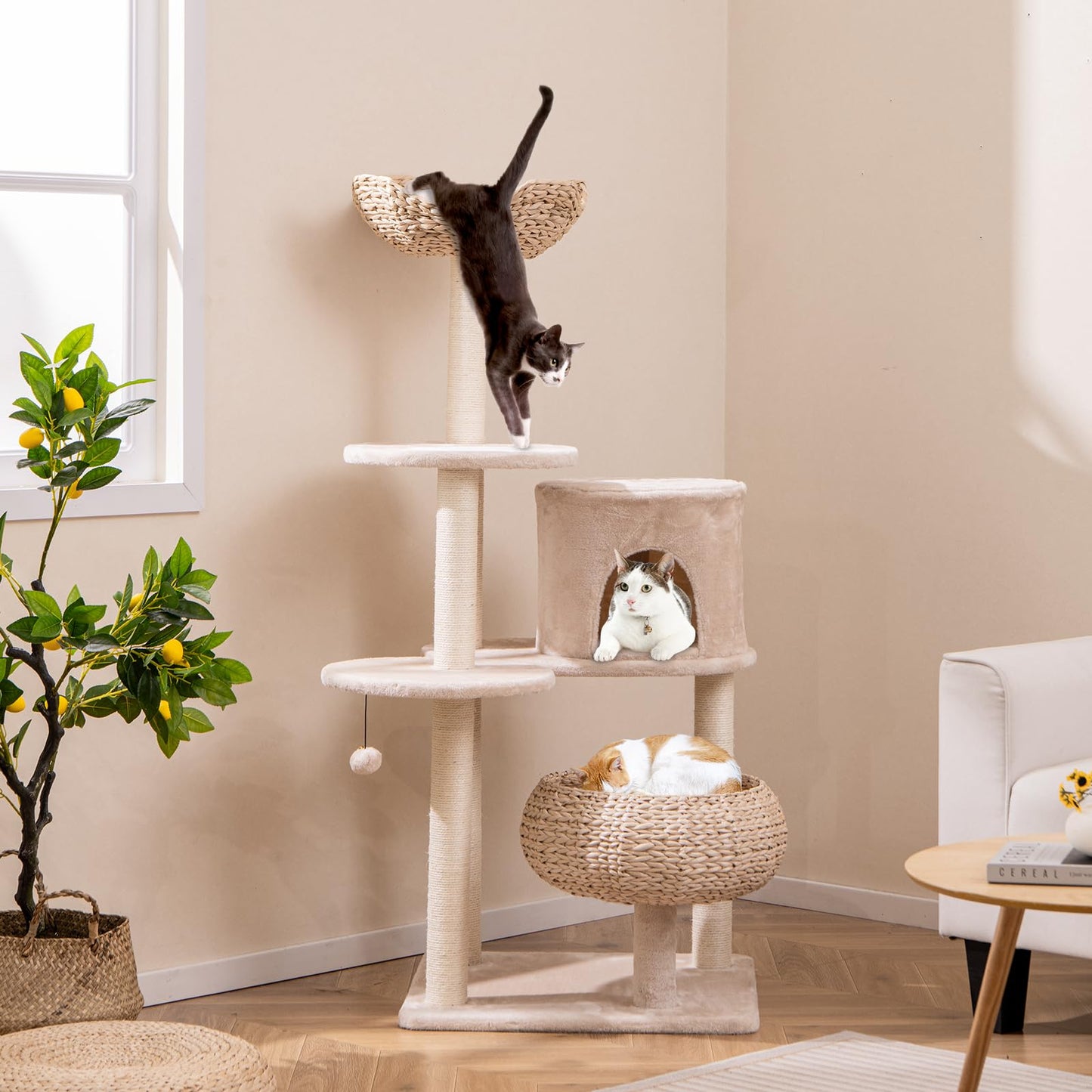 Tangkula Modern Cat Tree 58 Inch Cat Tower