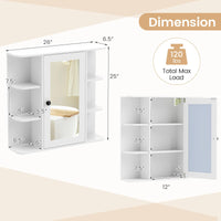 Tangkula 26 x 6.5 x 25 Inches Bathroom Wall Cabinet with Mirror