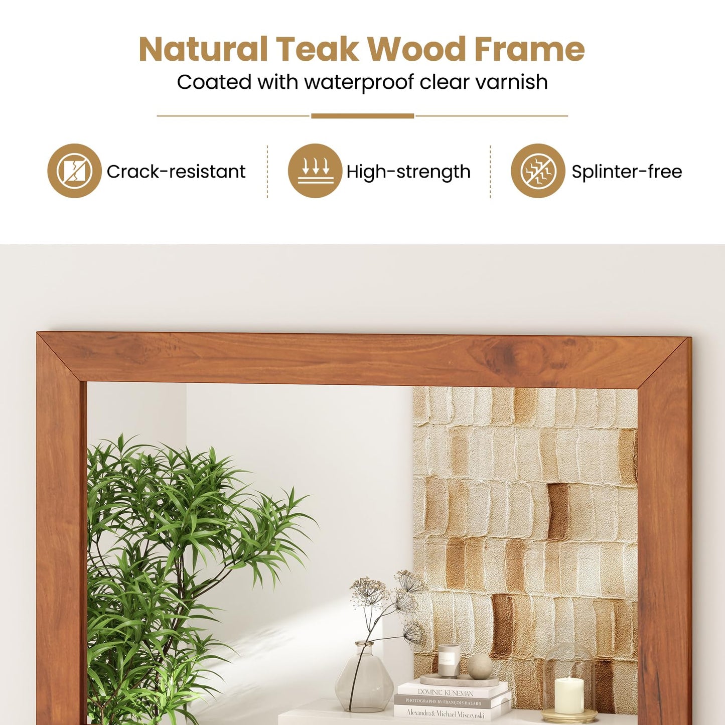 Tangkula Farmhouse Wall Mirror with Shelf 27.5 x 20 Inch Rectangle Decorative Mirror