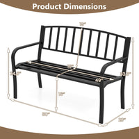 Tangkula Metal Outdoor Park Bench 50 Inches Patio Garden Bench