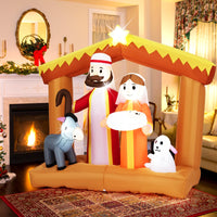 Tangkula 6 FT Christmas Inflatables Nativity Scene Outdoor Decoration