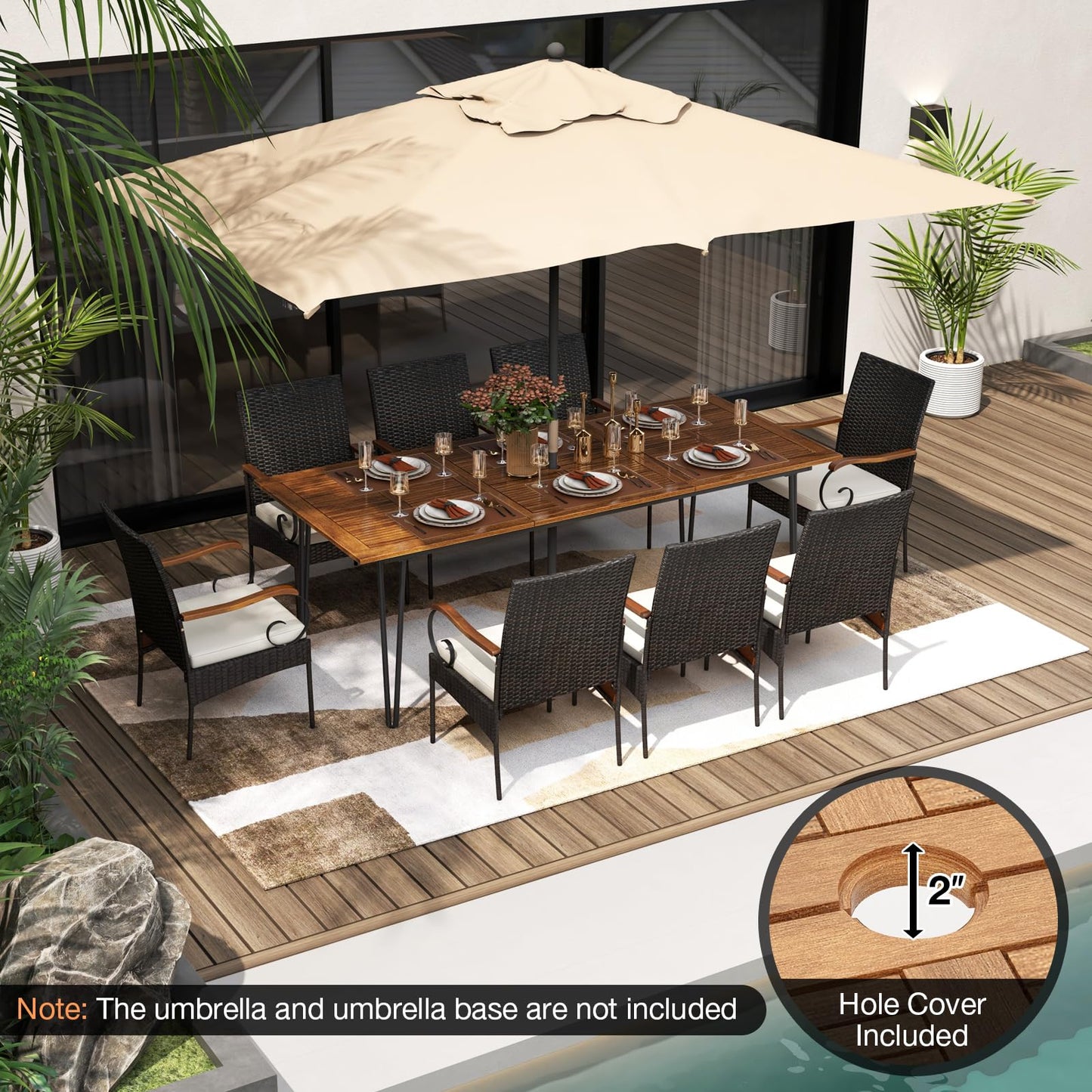 Tangkula Salon de jardin 9 pièces pour patio