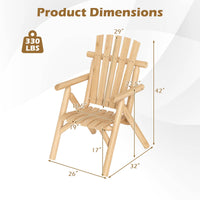 Tangkula Log Wood Patio Chair with Slatted Backrest
