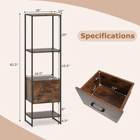 Tangkula Étagère Haute et Étroite de 159 cm avec Cadre Métallique et Kits Anti-basculement