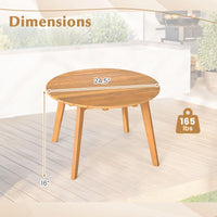 Tangkula Table d'appoint d'extérieur de 24,5 pouces en bois d'acacia, table de bistrot ronde d'appoint pour terrasse