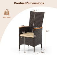 Chaises de salle à manger en rotin à dossier haut Tangkula pour patio, lot de 2 ou 4