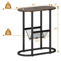 Tangkula Table d'appoint ovale étroite pour salon chambre à coucher