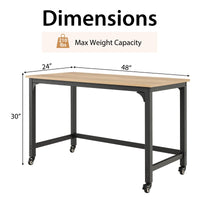 Mobile Computer Desk, Simple Style Rolling Home Office Desk Study Table Writing Desk