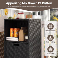 Tangkula Rattan Outdoor Storage Cabinet