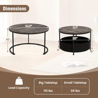 Tangkula Round Nesting Coffee Table Set of 2